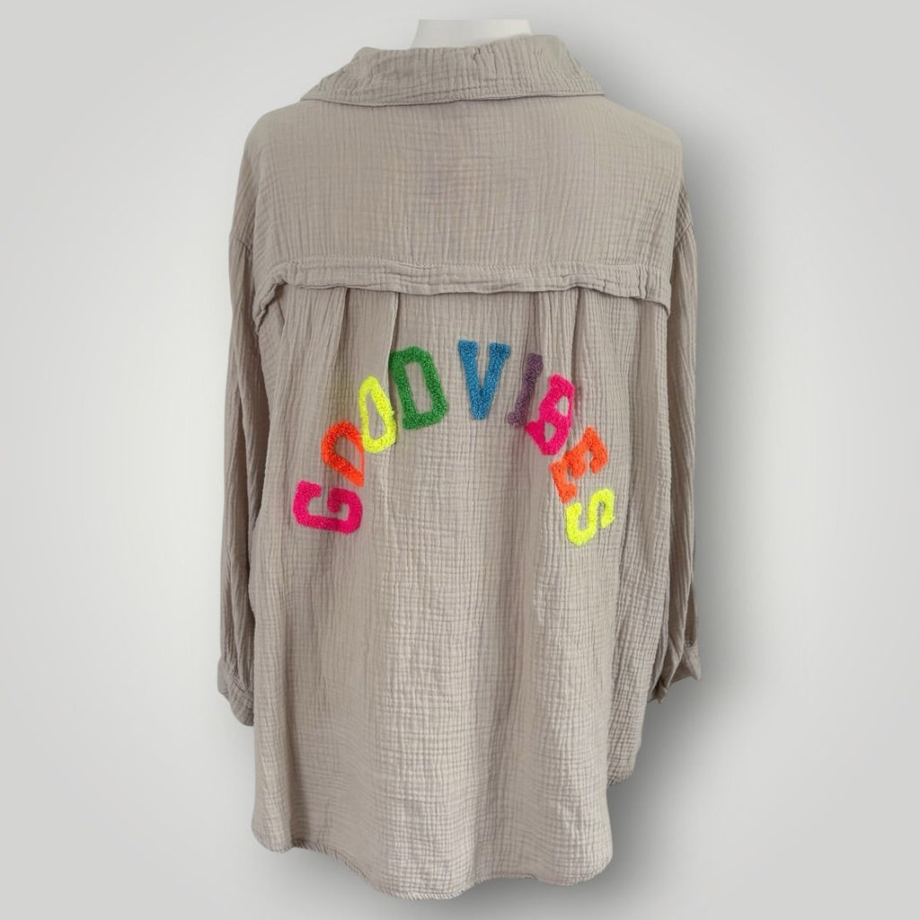 Musselin Bluse "GOOD VIBES"