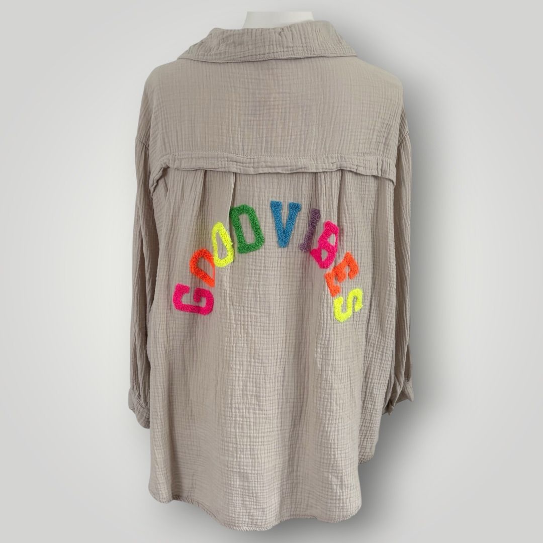Musselin Bluse "GOOD VIBES"