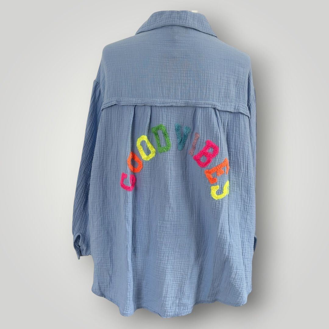 Musselin Bluse "GOOD VIBES"