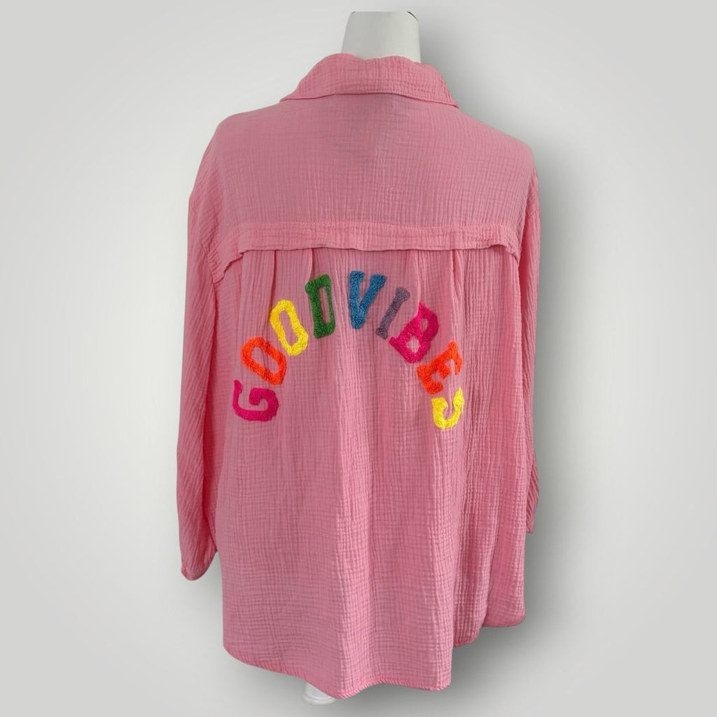Musselin Bluse "GOOD VIBES"