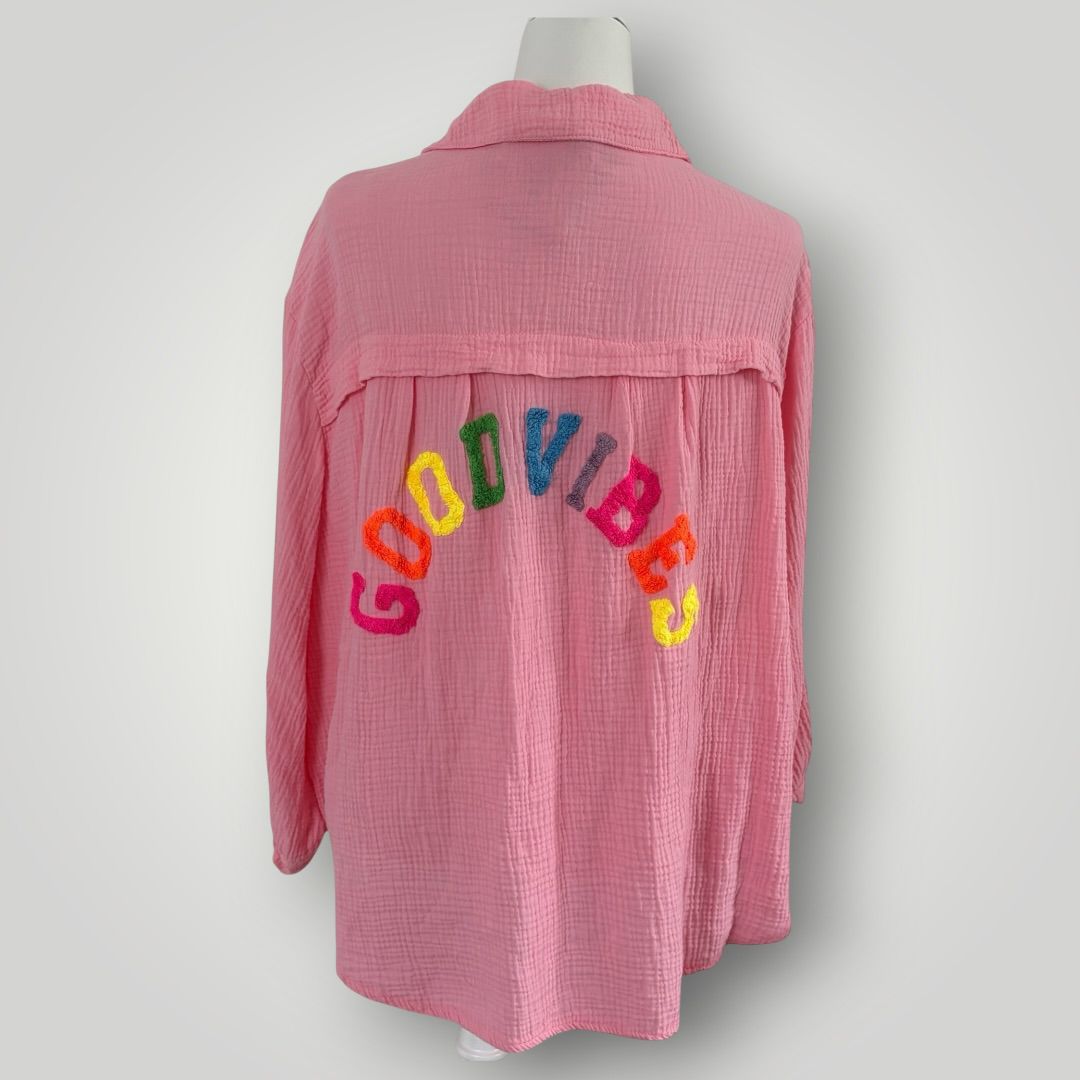 Musselin Bluse "GOOD VIBES"
