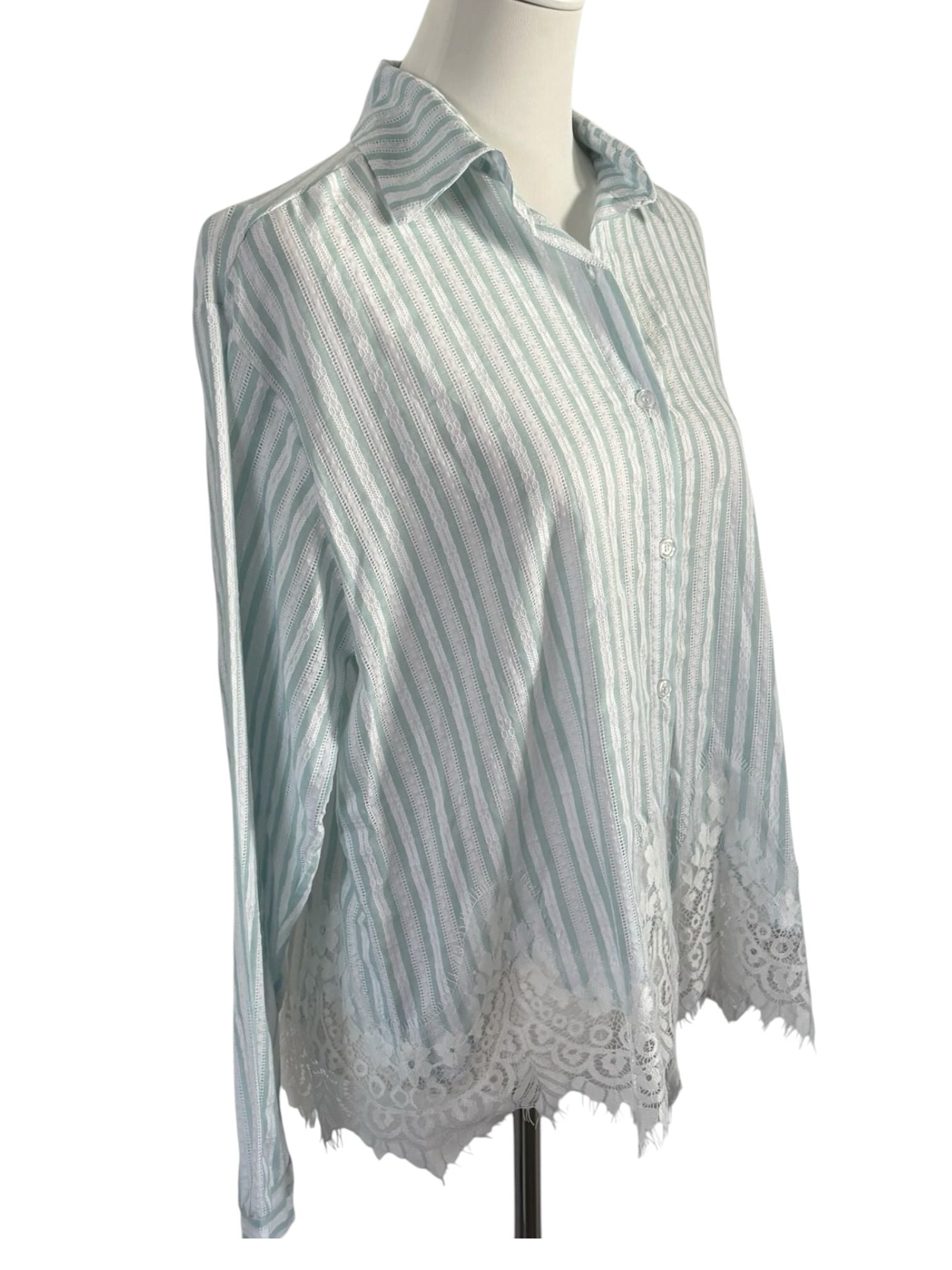 Gestreifte Bluse mit Spitze