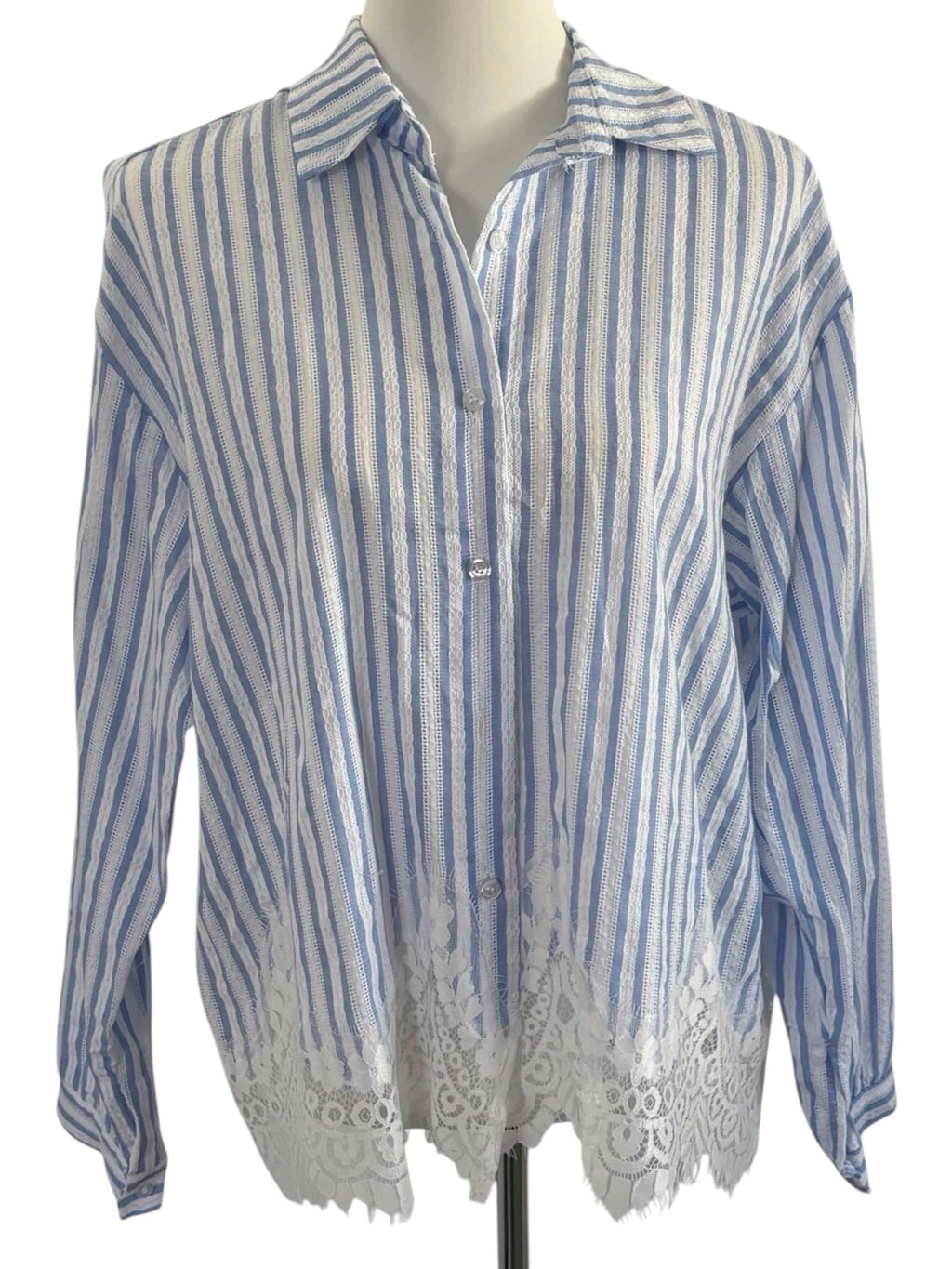 Gestreifte Bluse mit Spitze