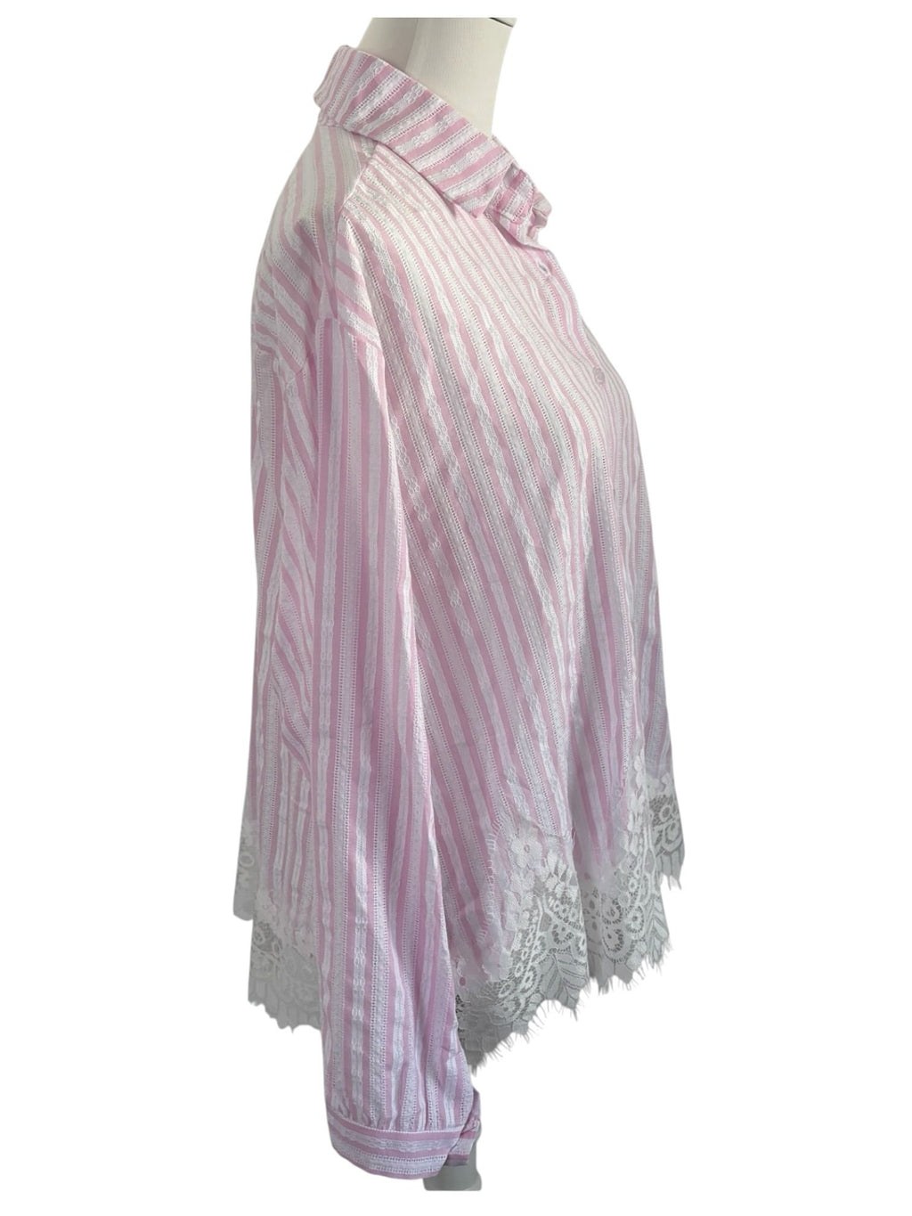 Gestreifte Bluse mit Spitze