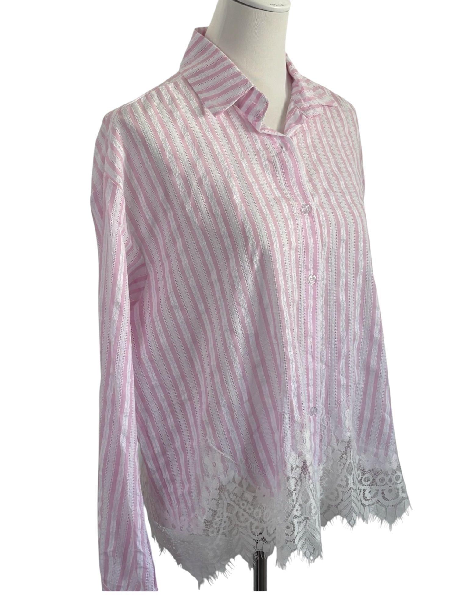 Gestreifte Bluse mit Spitze